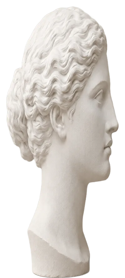Plaster bust sculpture in profile